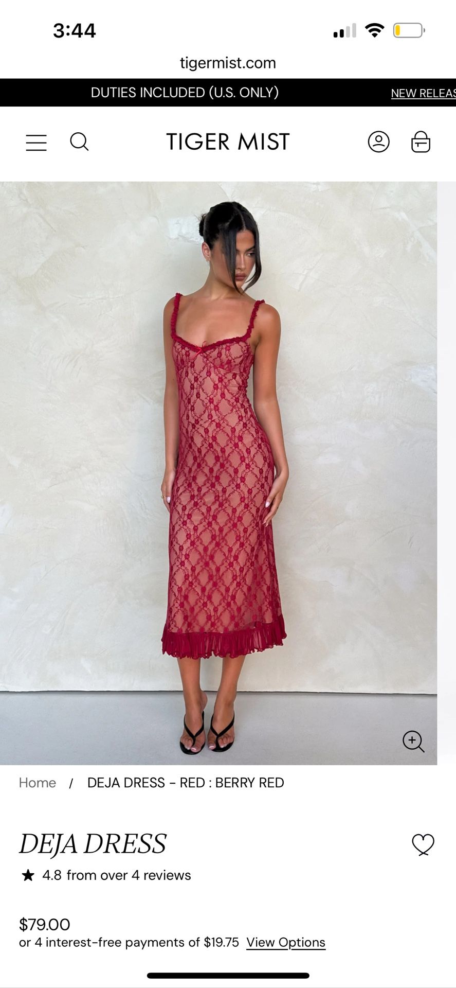 Tiger Mist DEJA DRESS New With Tag
