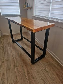 Custom Live Edge Solid Wood Table – Steel Base – 60w, 21d, 37h