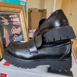 Black Chunky Lug Sole Penny Loafers Size 9.5