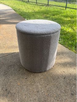 Grey Boucle Ottoman - Stylish & Used, Pickup Today