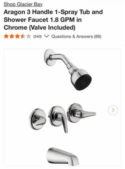 Glacier Bay Aragon 3 Handle 1-Spray Tub and Shower Faucet 1.8 GPM in Chrome (Valve Included