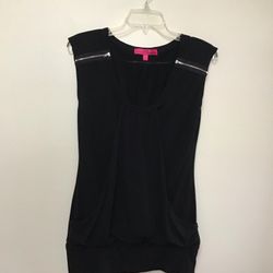Women’s ALMOST FAMOUS 100% cotton black sleeveless tunic top… Size small