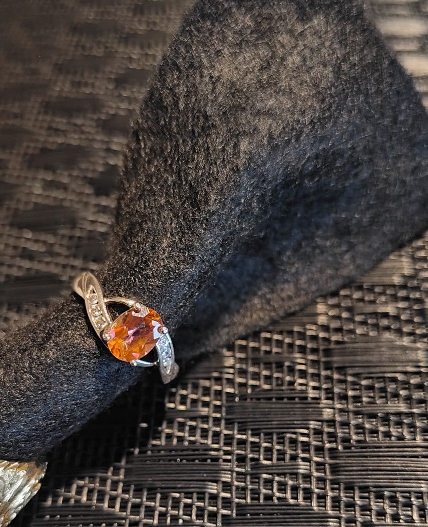 Vintage Golden Orange Citrine 925 Stirling Silver