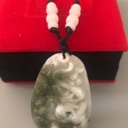 Certified A grade jade carved dragon pendant necklace