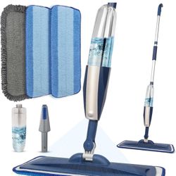 Mops for Floor Cleaning Wet Spray Mop with 14 oz Refillable Bottle and 3 Washable Microfiber Pads Home or Commercial Use Dry Wet Flat Mop for Hardwood