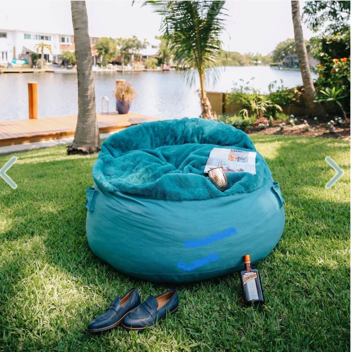 Teal Aqua Blue Love Sac Queen Bean Bag & Stool