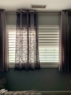 Textured sheer curtains from Lowe’s, 2 panels for $25 