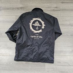 LRG Cycle Of Life Windbreaker Button Up Jacket Mens Size Medium 