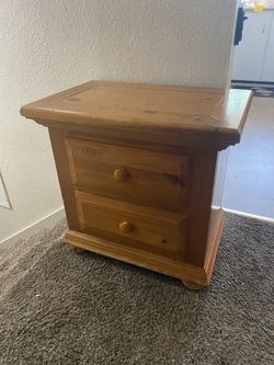 Two drawer night stand / end table 27” long 17” wide 25” tall