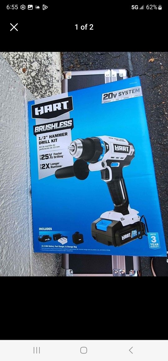 HART 20-Volt Brushless 1/2
Inch
Hammer Drill Kit