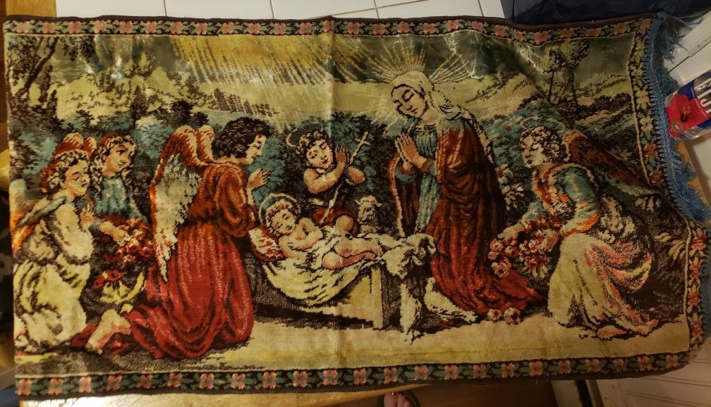 Tapestry Vintage Mary and Baby Jesus