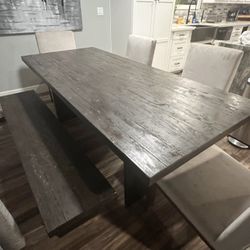 Barn Style Dining Table Chairs And Bench