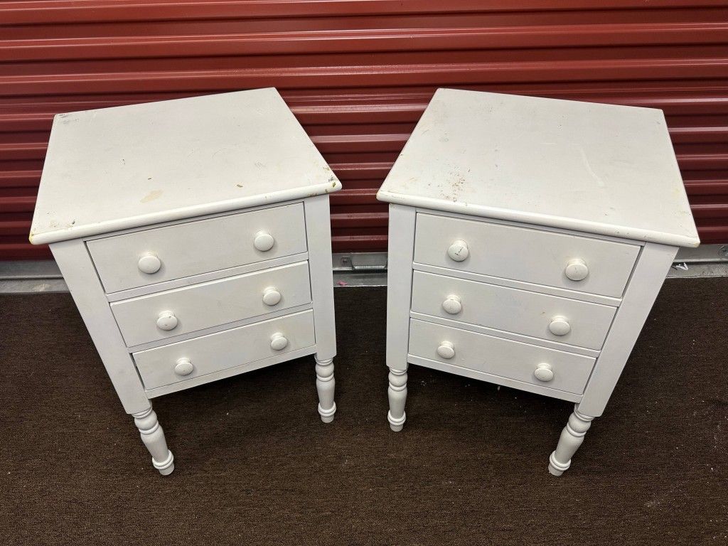 WHITE NIGHT STANDS HOME BEDROOM OFFICE FURNITURE WOOD A1