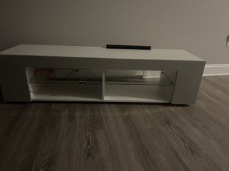 Modern White TV Stand with LED Lighting