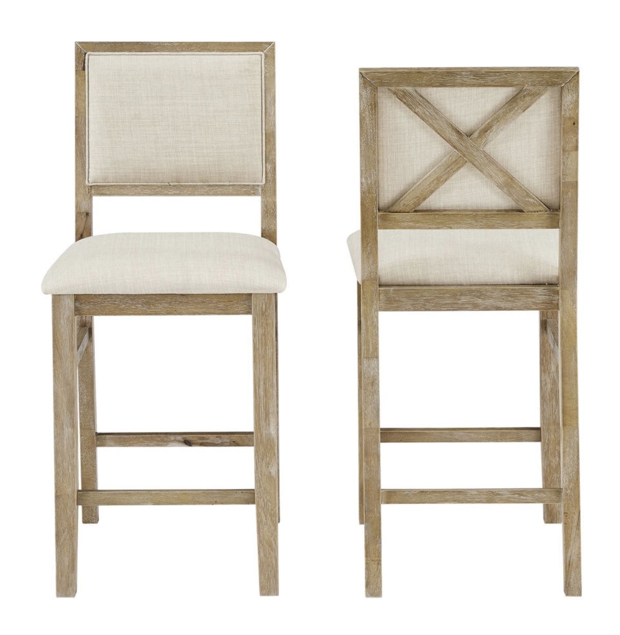 Columbia Rustic Wood Upholstered Counter Stool Set Of 2