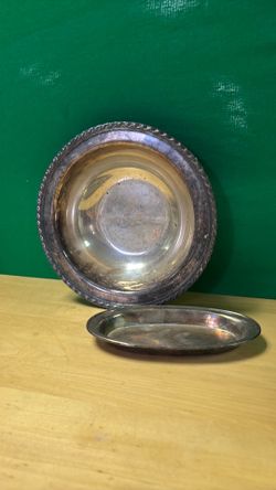 Vintage Silverplate Serving Set - Large Round Bowl & Oval Tray