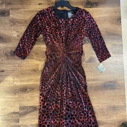 Brand New Woman’s Taylor brand Red Leopard Print Dress Up For Sale 