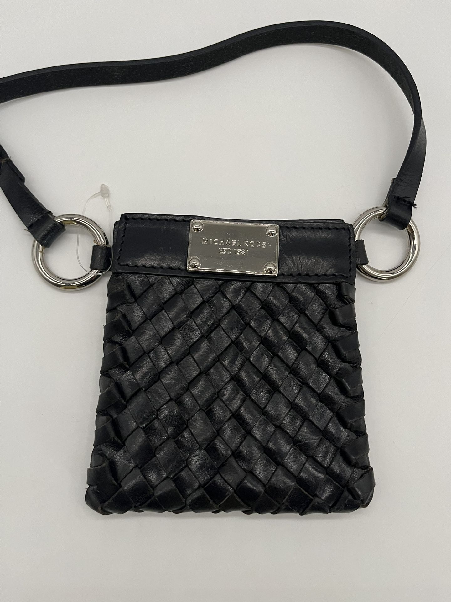 Michael Kors Woven Leather Belt Bag Black