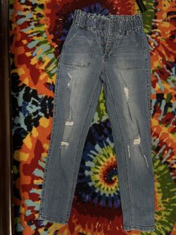 Black label light wash denim jeans 