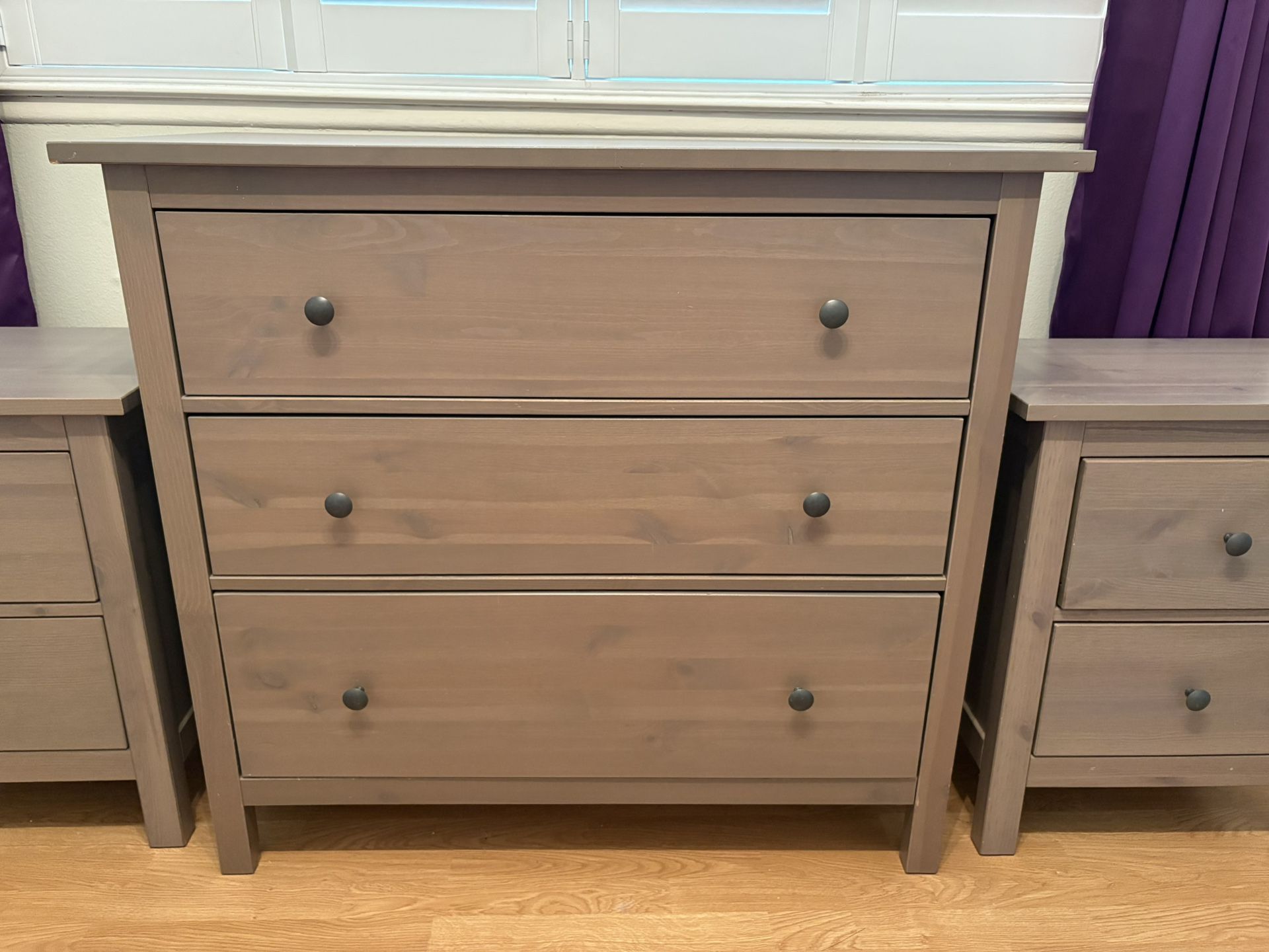 IKEA HEMNES 3-drawer drawers cabinet dresser storage organizer chest discontinued gray-brown color