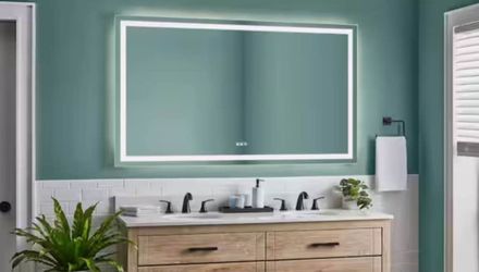 WGlacier Bay 60 in. W x 36 in. H Rectangular Frameless Anti-Fog LED Light Wall Bathroom Vanity Mirror