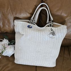 Christian Dior Off-white Leather High-End Luxury Tote