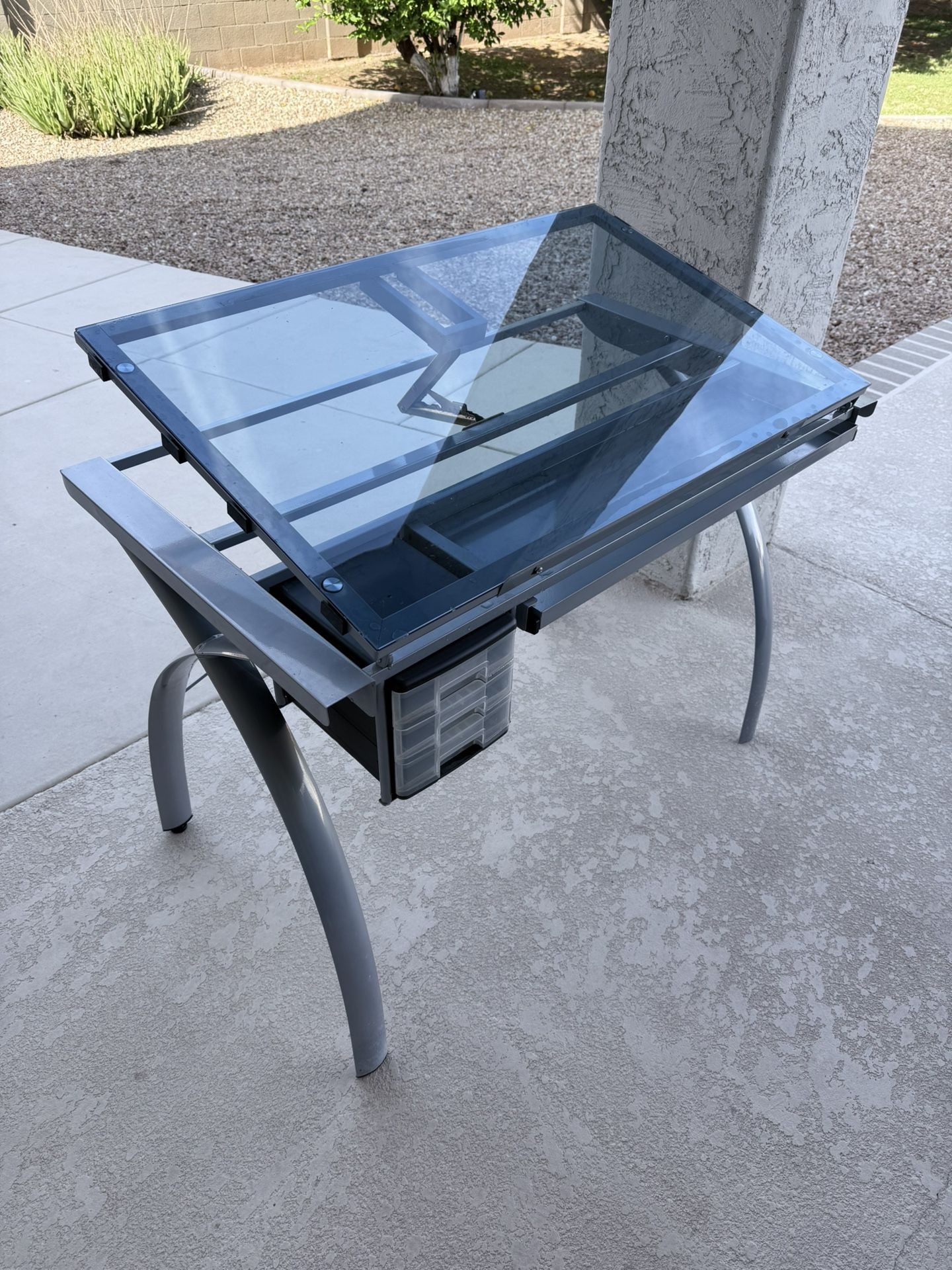 Glass Drafting And Computer Desk