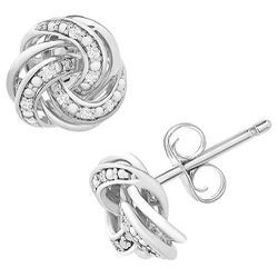  Diamond Love Knot Stud Earrings (1/10 ct. t.w.) in Sterling Silver
