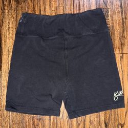 Kith Jen Biker Shorts Black Embroidered Script Logo Size Medium
