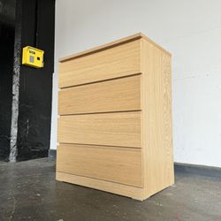 Ikea Malm White Stained Oak Veneer 4 Drawer Chest Dresser