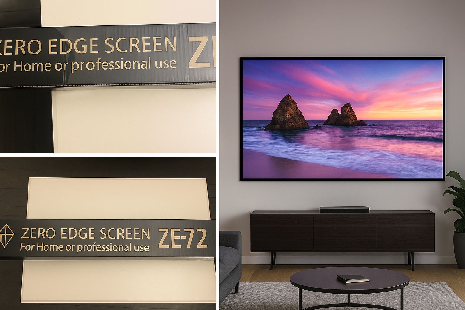 NEW IN BOX β Zero Edge Screen ZE-72 | 72β Ultra-Thin Projector Screen β Premium Quality for Home Theater or Professional Use