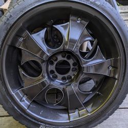 custom metallic black/chrome  20" universal rims/tires