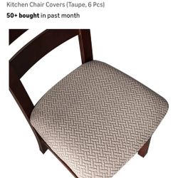 6 Pcs, Genina Seat Covers For Dining Room Chairs, Taupe