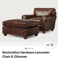 Restoration Hardware Lancaster Luxe Chair And Ottoman 