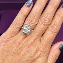 Radiant Lab Grown 5.20cts Engagement Ring