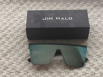 JIM HALO Square Mirror Rimless Glasses (Mirror Blue Lens)