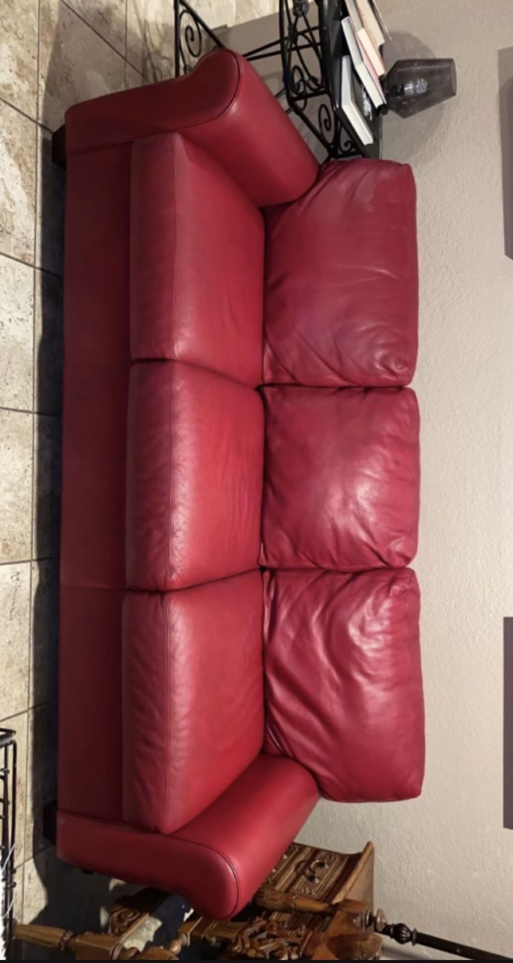 Red Leather Couch & Recliner 