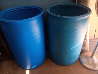 Blue 55 gallon barrels