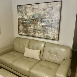 Leather beige sofa