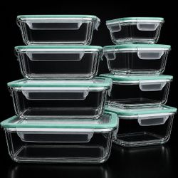 Glass Airtight Food Containers - Set of 8
