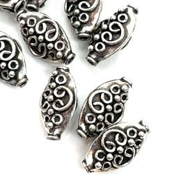 Pair Of Bali Sterling Scrollwork Beads