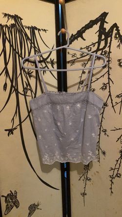 Abercrombie & Fitch Women's Cool Blue AllOver Embroidered Camisole Lace Details