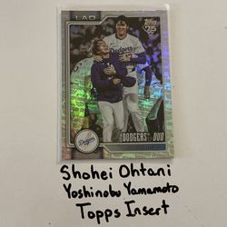 Shohei Ohtani Yoshinobu Yamamoto Los Angeles Dodgers All-Star Pitchers Topps Short Print Insert Card. 