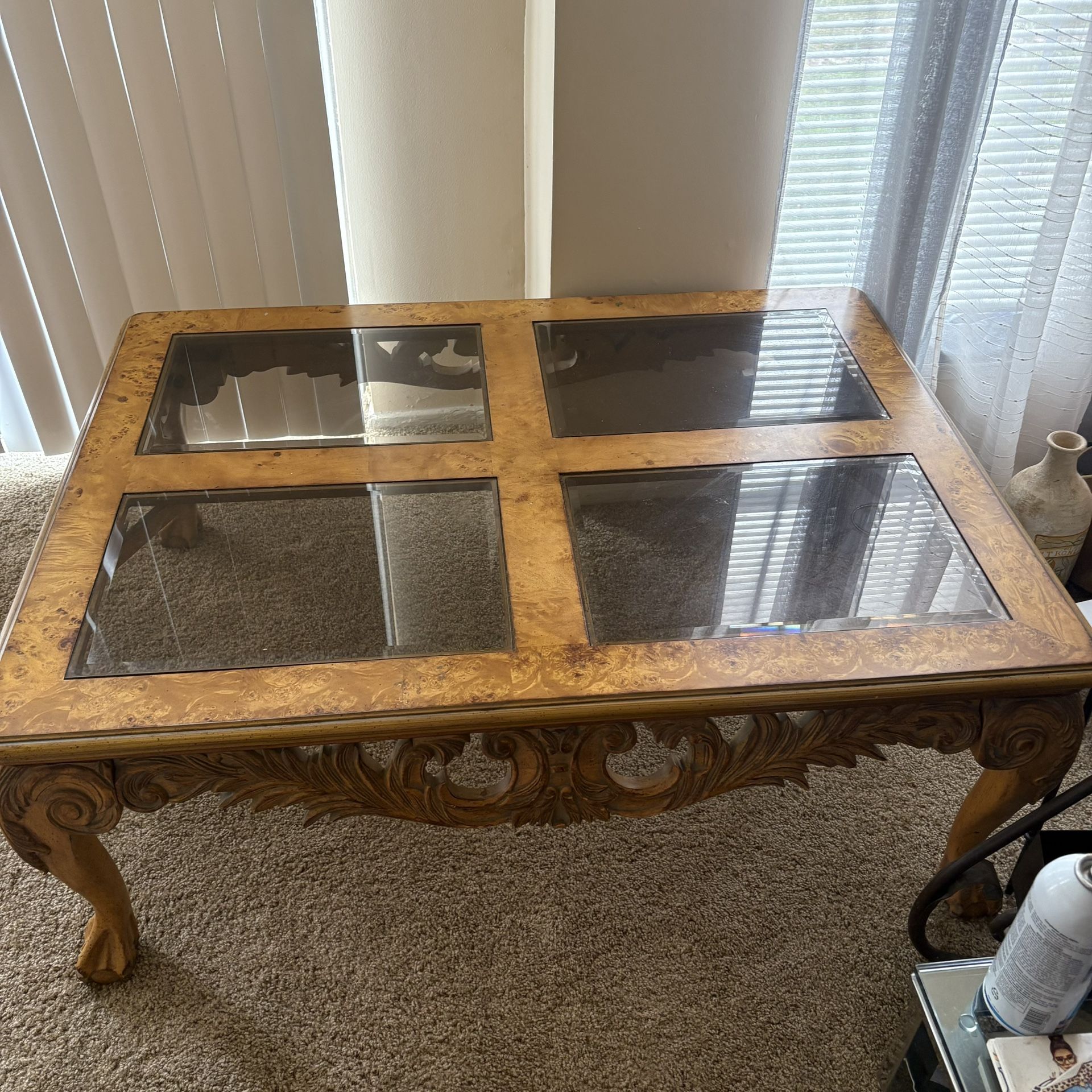 Oak and Glass Living Room Table