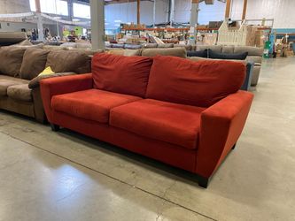 ASHLEY Red-Orange Square Frame Fabric Sofa