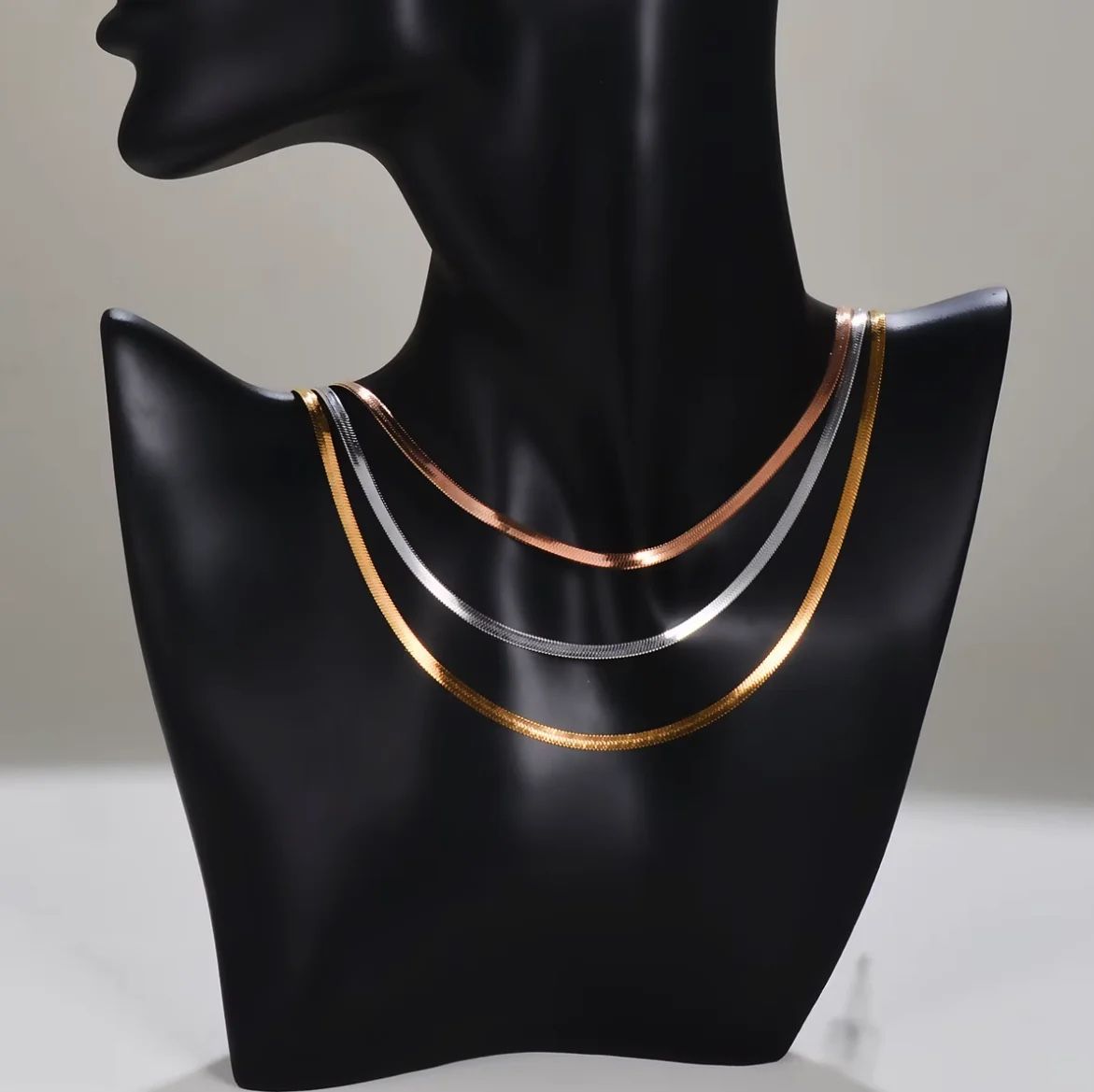 N151- 316L Stainless Steel Multi-Color 3-Layer Chain Necklace For Women!   