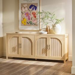 Walker Edison Modern 70" Reeded Sideboard, Credenza with Doors for Kitchen, Dining Room, Media and Game Storage, Buffet Cabinet with Cord Management,