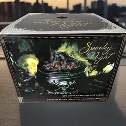 HALLOWEEN~SPOOKY NIGHTS HUGE 15" Smoking Fire SKULL Cauldron LED Changing lights