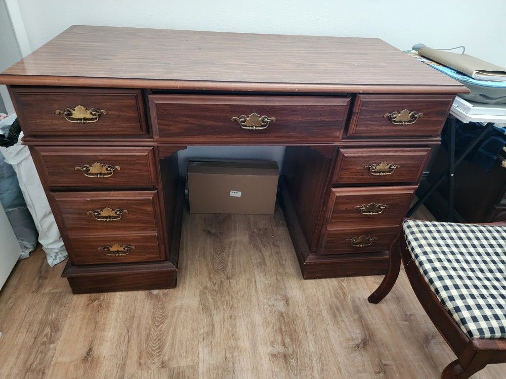 Simple vintage Wood Desk with Formica top