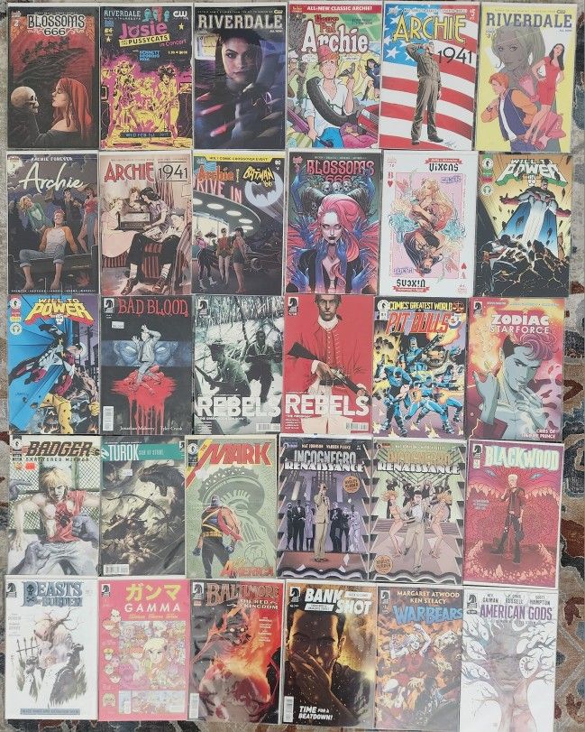 Full Box Of Comic Books. 73 Comics, Dark Horse, Archie, More